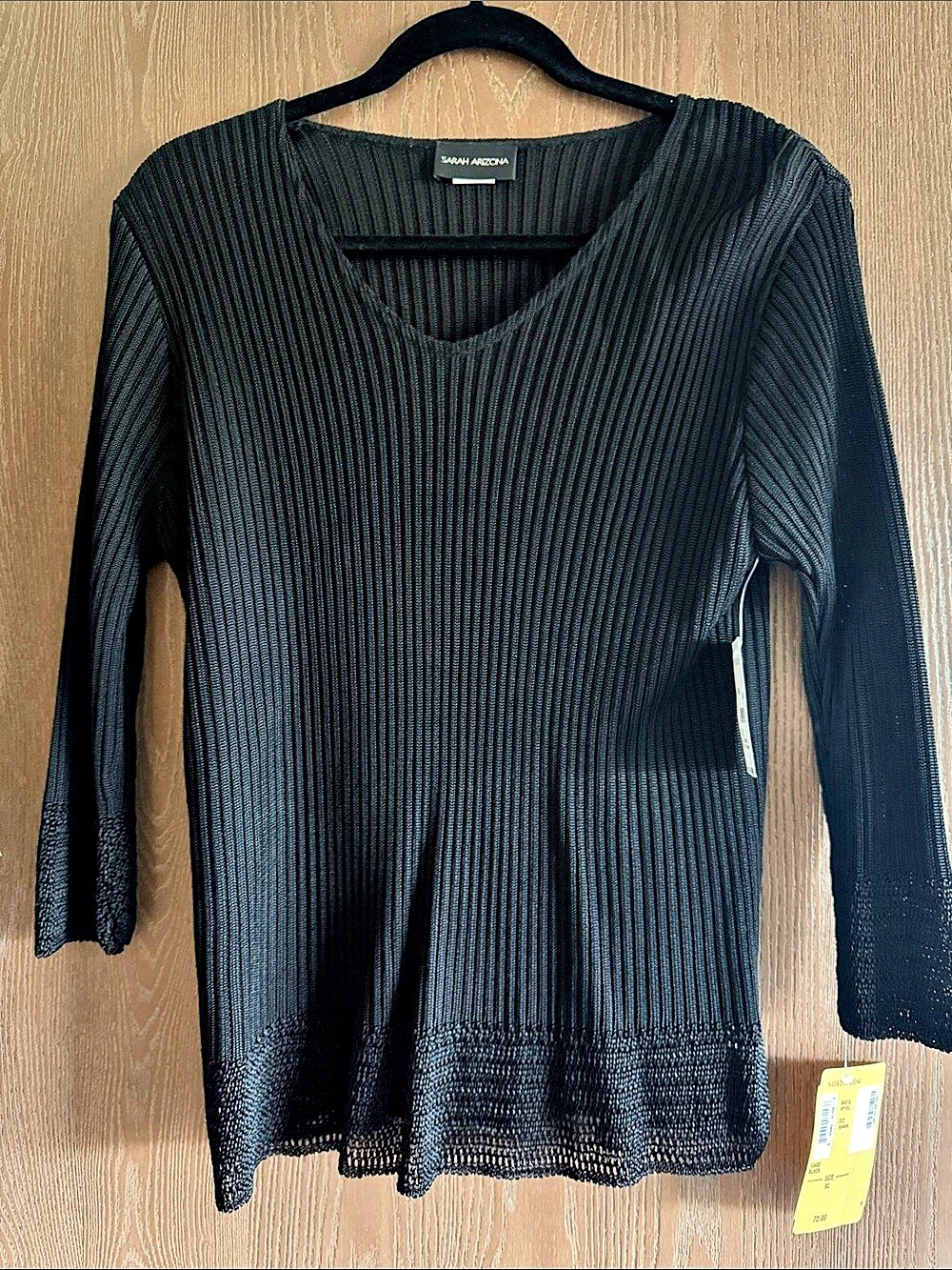 Nordstrom Ribbed V-Neck Sweater in Black XL NWT